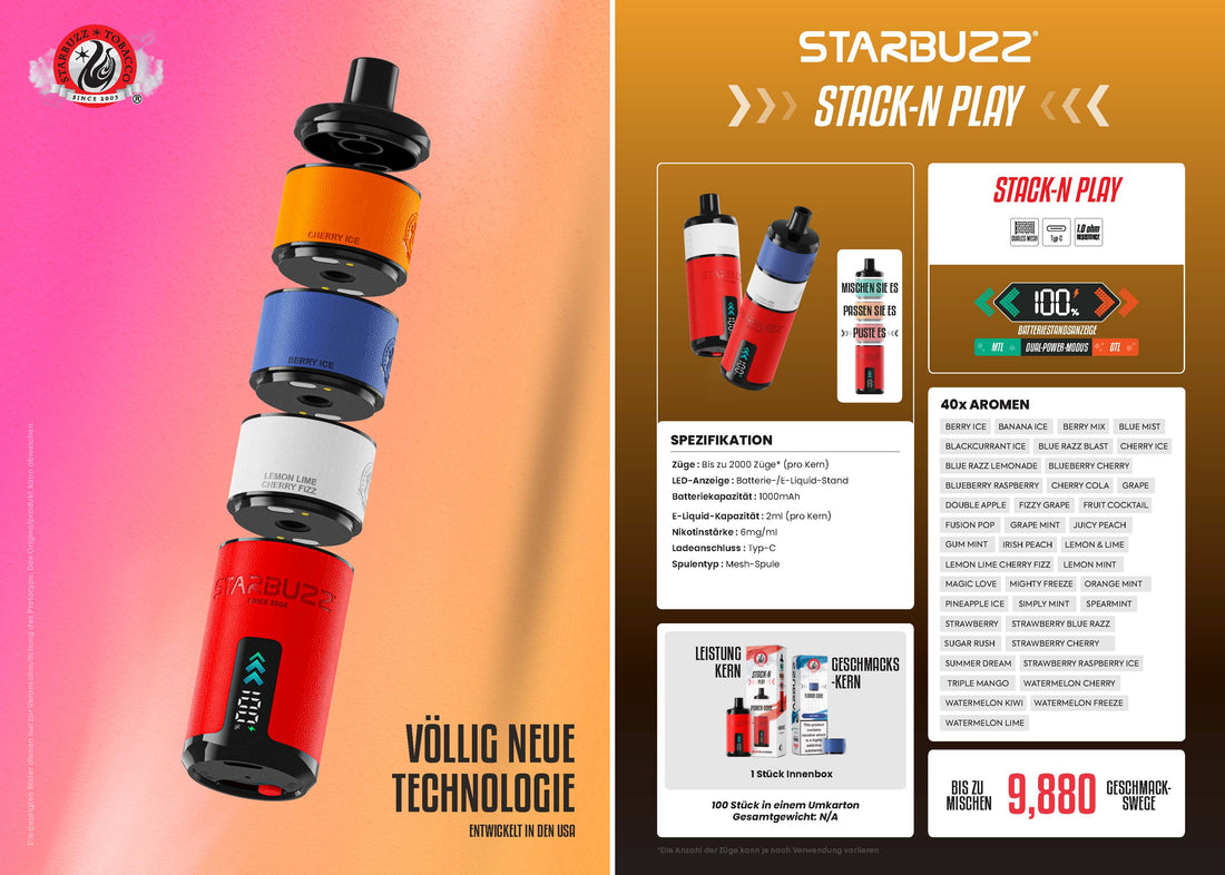 StarBuzz STACK-N PLAY, bis zu mischen Geschmack 9,880 Swege